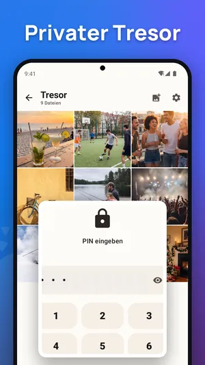 Privater Tresor der Galerie-App: versteckte Fotos und die PIN-Eingabe