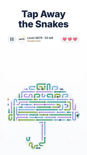 Snake Escape level 4679 in the shape of an umbrella: tap the snakes away one by one