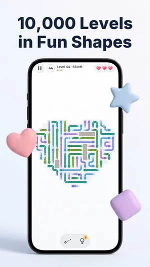 Snake Escape board in the shape of a heart, one of 10,000 levels in fun shapes