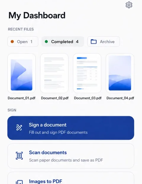 Sign PDF screen
